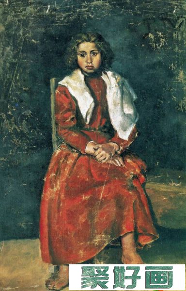 毕加索青年时期的画《赤足姑娘》(1)