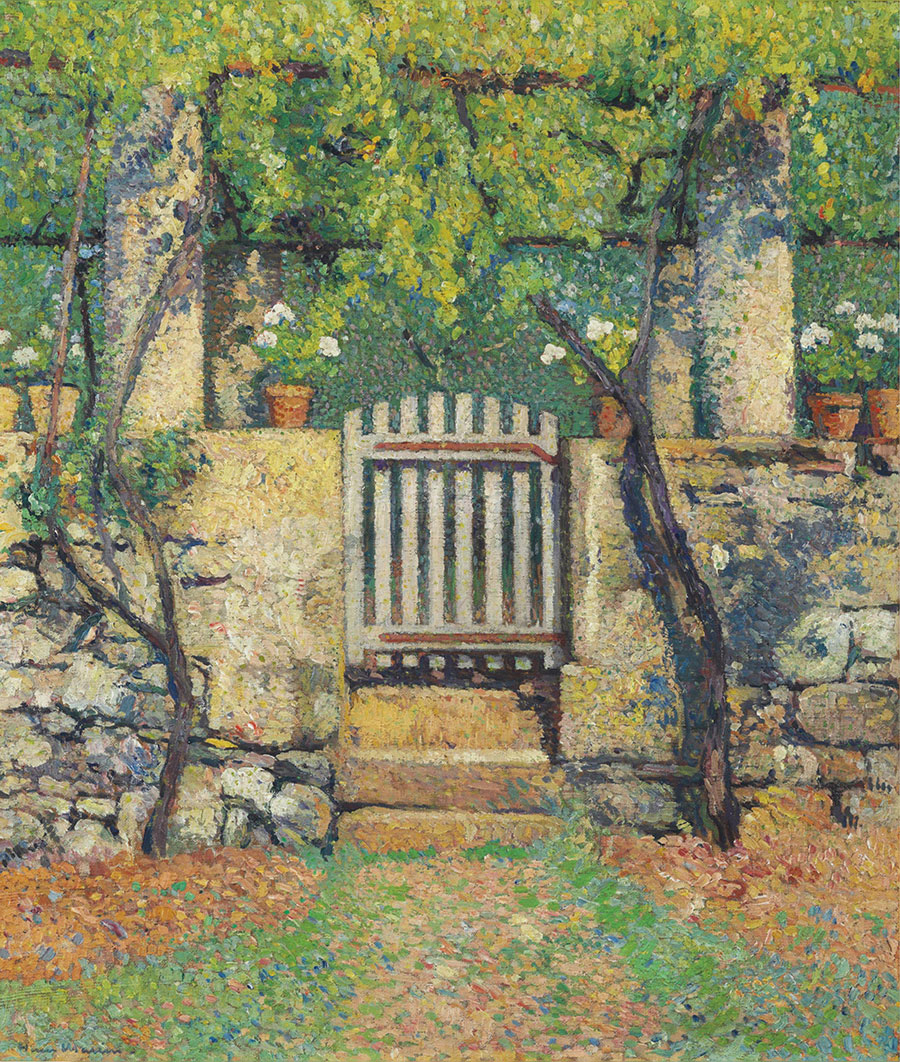 亨利马丁油画:院子门前的葡萄树