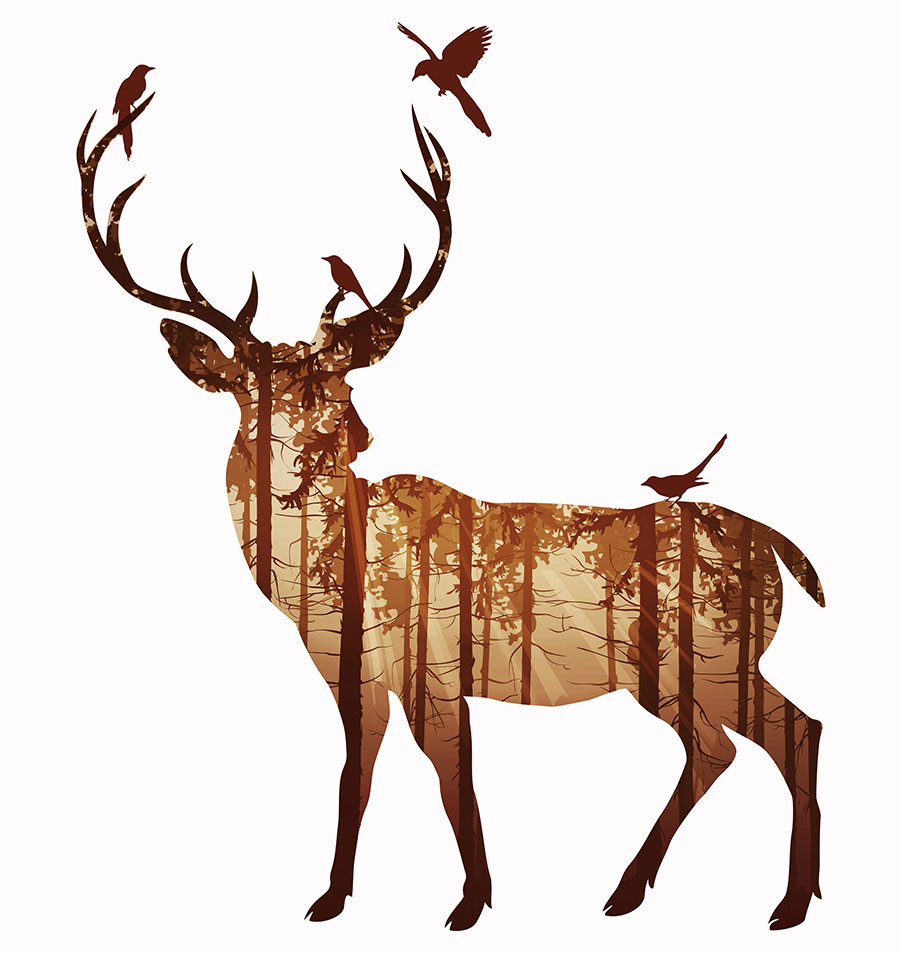 现代高清麋鹿装饰画 创意麋鹿画 北欧风格麋鹿画大图下