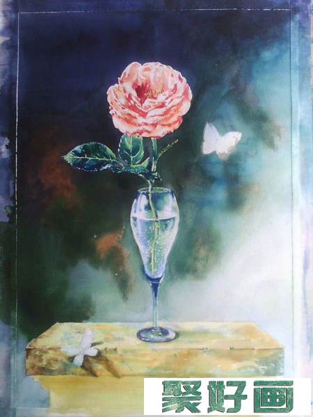 水彩临摹油画玫瑰静物绘画步骤过程 - 绘画吧9