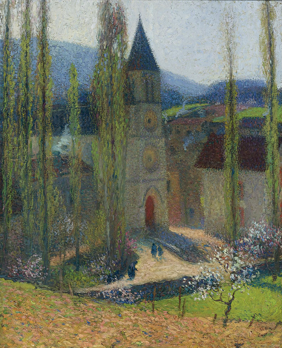 亨利马丁油画: The Church of Labastide-du-Vert, Late Afternoon阳光下的教堂