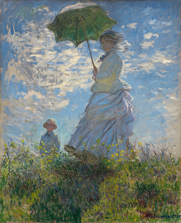 莫奈人物画 撑伞的女人 撑阳伞步行的女人