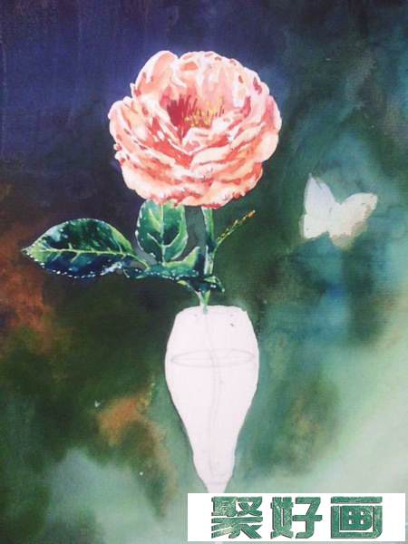 水彩临摹油画玫瑰静物绘画步骤过程 - 绘画吧6