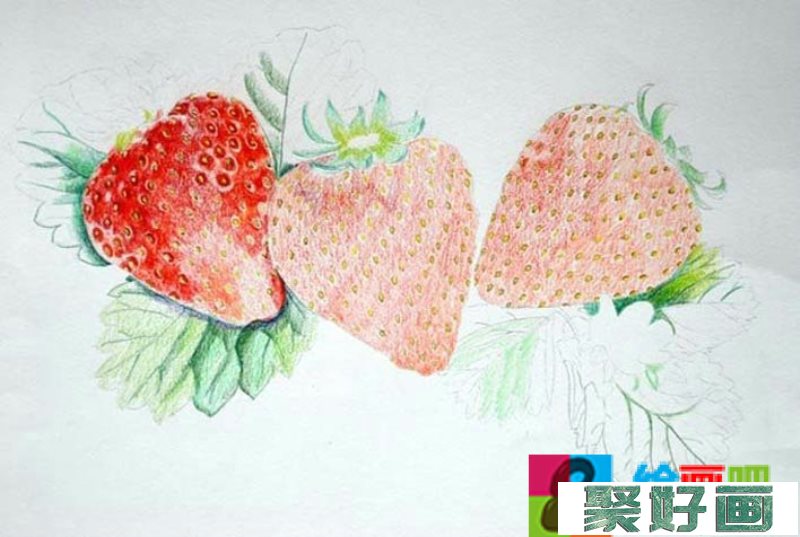 超写实草莓彩铅画教程图解