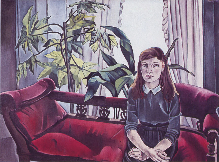 帕特里克·斯威夫特 Claire McAllister on red couch