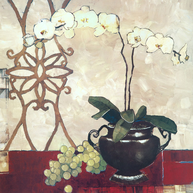 高清欧式装饰画素材: 蝴蝶兰与葡萄