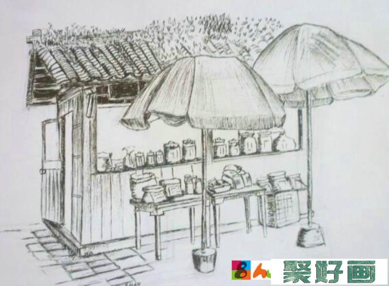 场景<a href=../zhonglei/sumiaohua/suxie/ target=_blank class=infotextkey>速写</a>该怎样构图？场景速写构图的方法