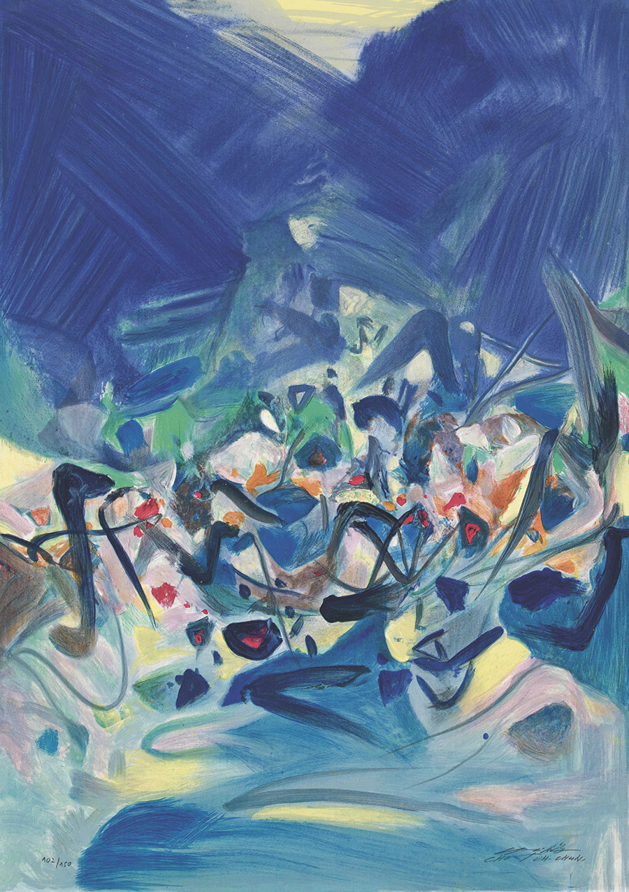 朱德群抽象油画作品: 蓝色季节  高清大图下载