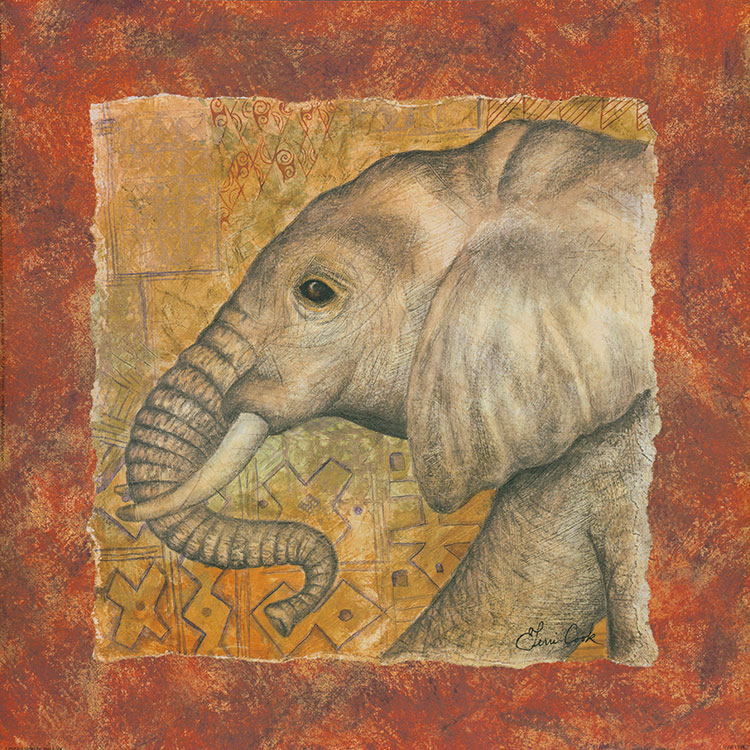四联动物装饰画素材下载: 大象