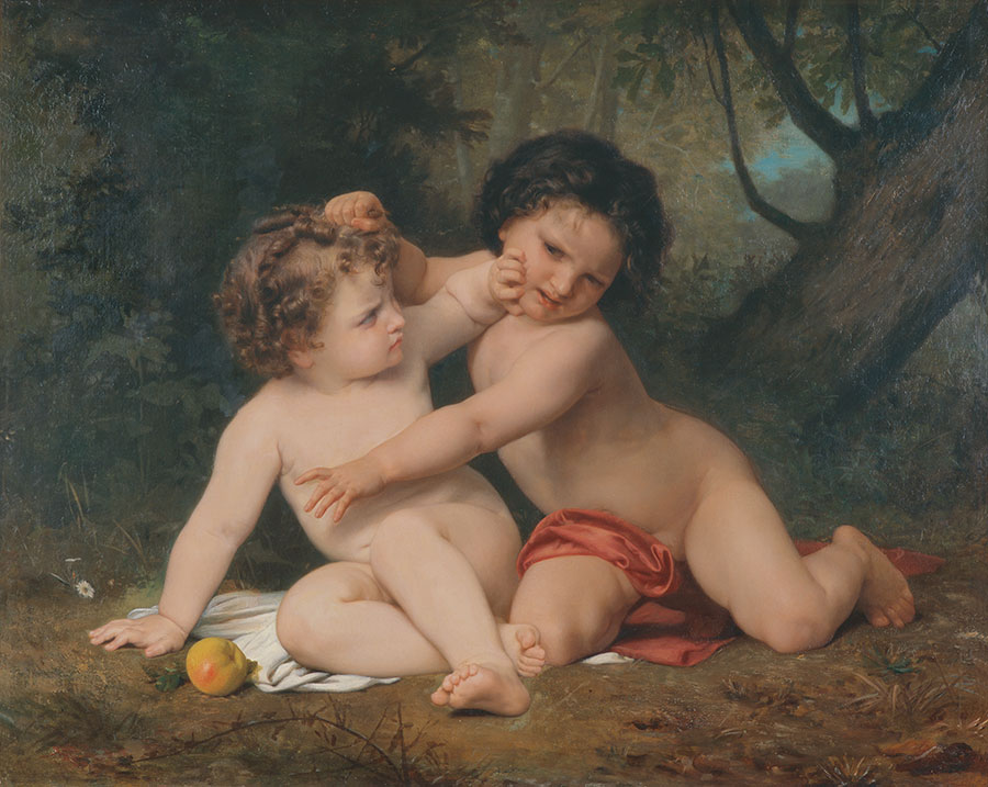 布格罗油画:  两个小孩的战争  超高清大图下载