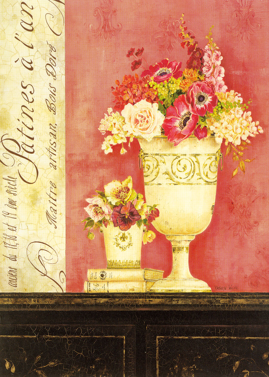 桌子上的漂亮盆花装饰画素材下载 A