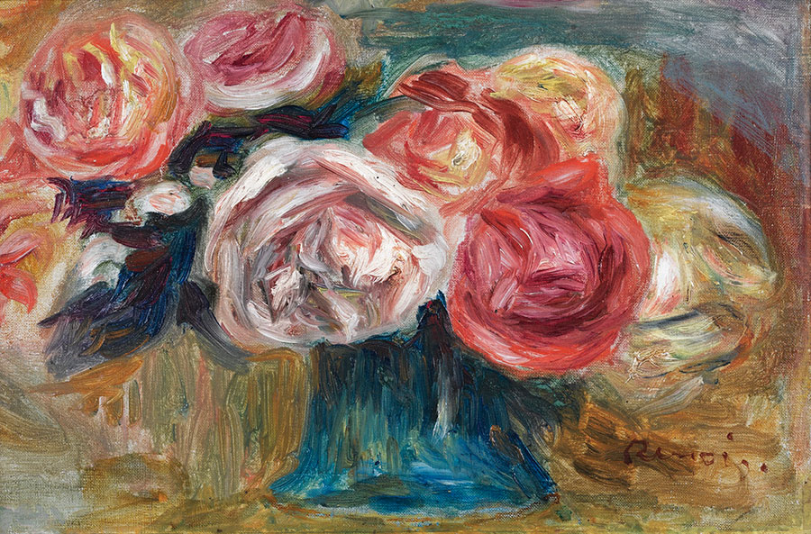 雷诺阿作品: 花瓶里的玫瑰花
