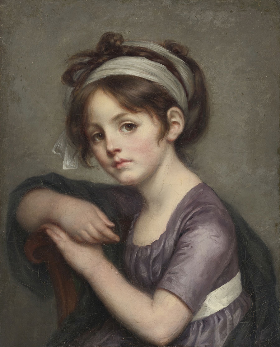 格勒兹作品: 年轻女孩肖像 高清油画大图下载