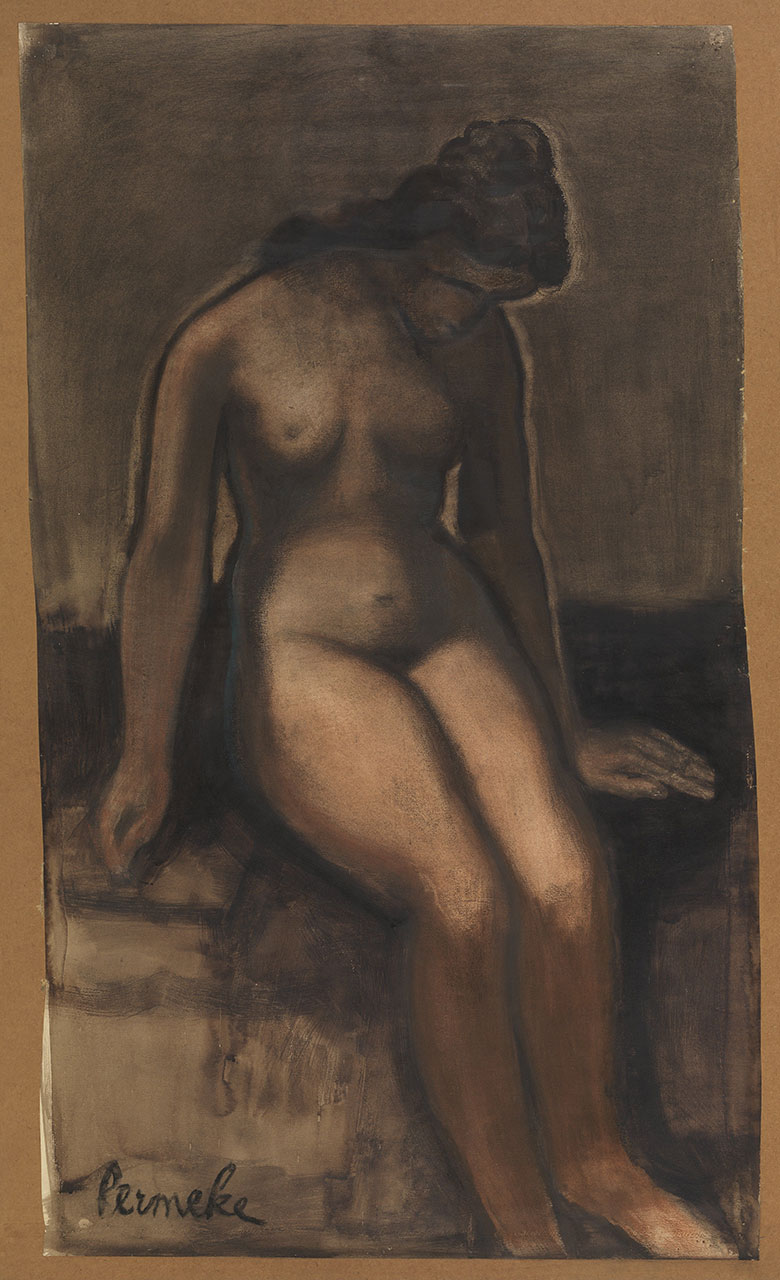 康斯坦特·佩尔梅克作品: 坐着裸体 - Sitting nude