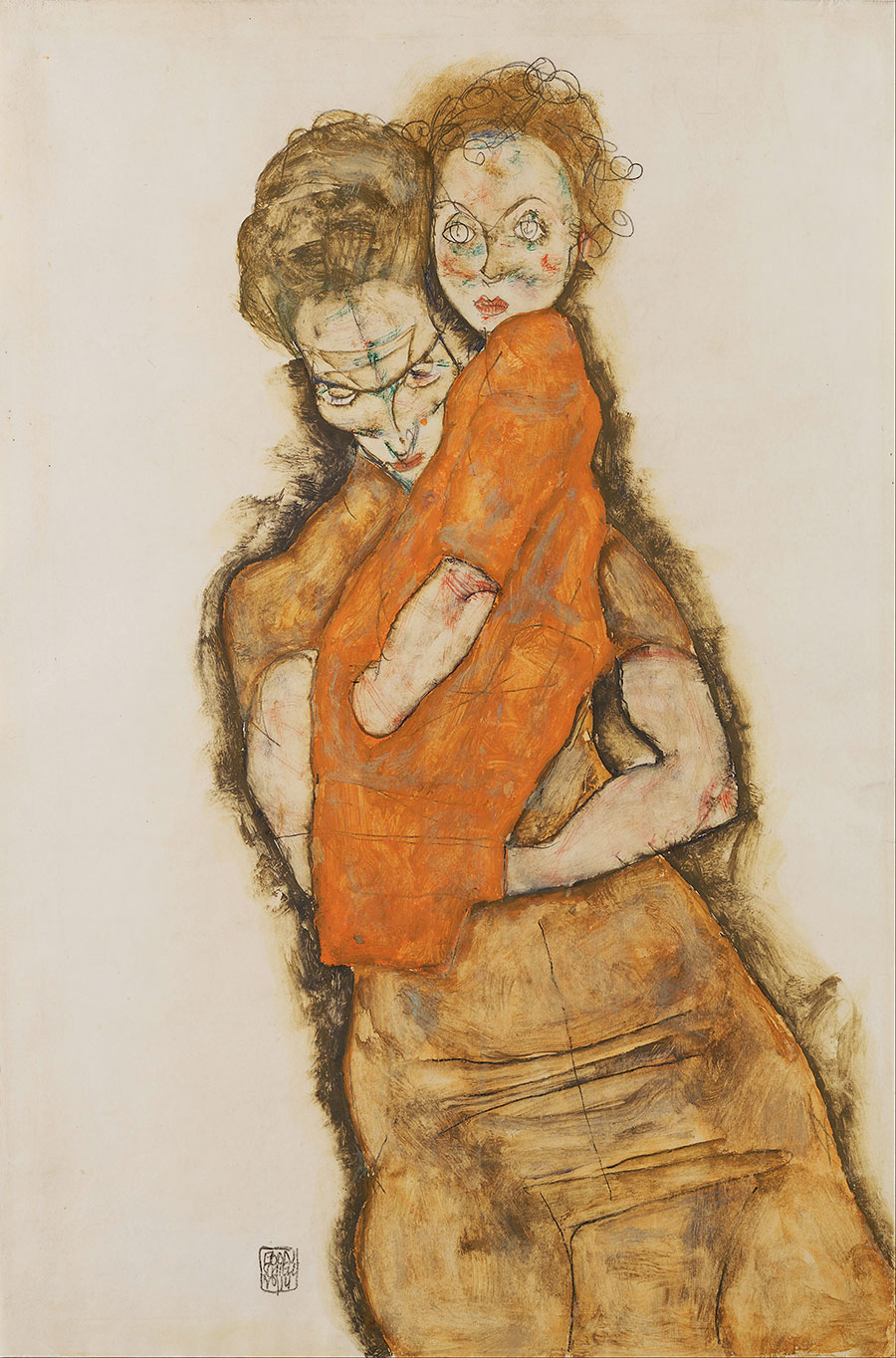 席勒作品:母亲和女儿高清油画欣赏