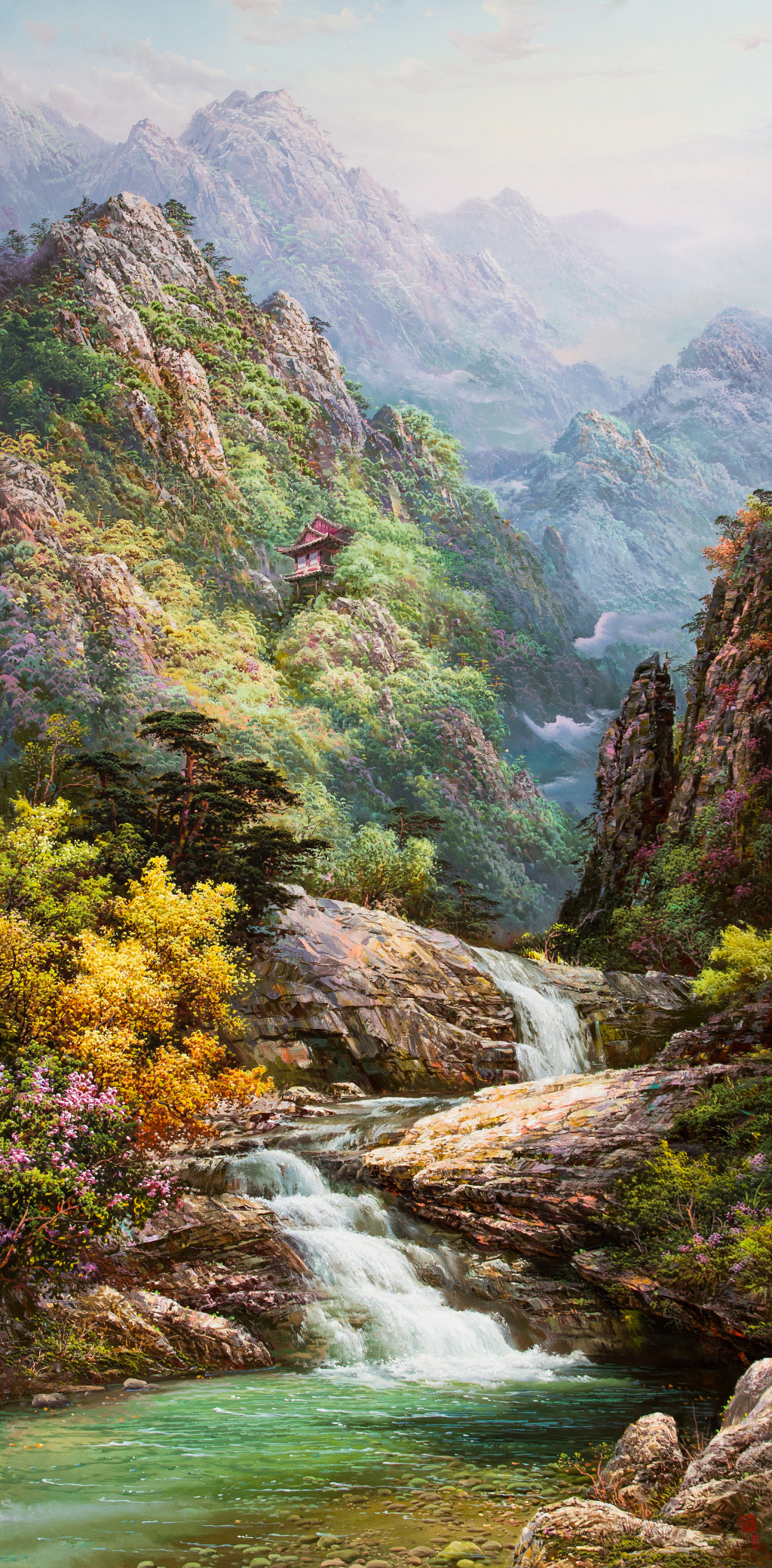 高清精品朝鲜油画 朝鲜风景油画下载
