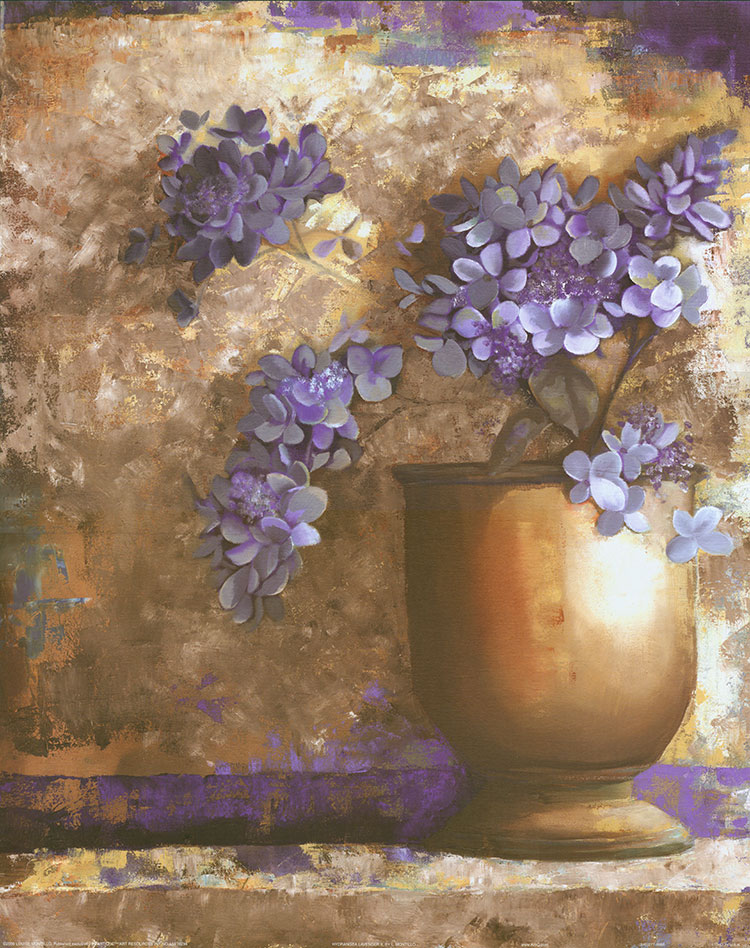 欧式装饰画素材: 陶罐和紫色的花 B
