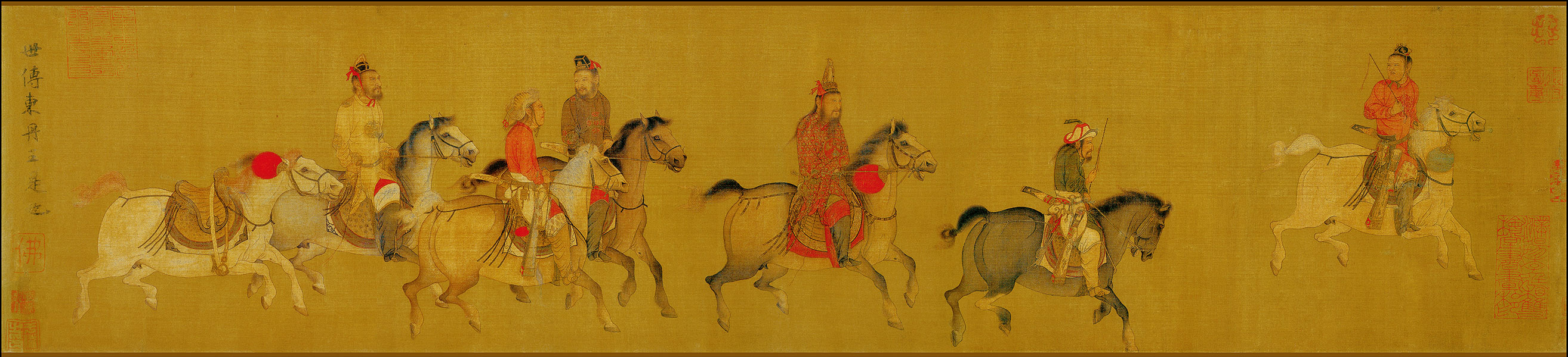 宋 佚名(传 李赞华) 番骑图 绢;27.4x127