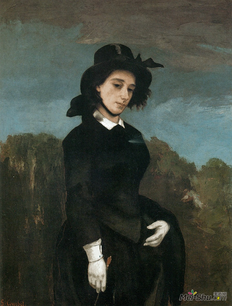 居斯塔夫·库尔贝Gustave Courbet作品 戴骑士帽的女人
