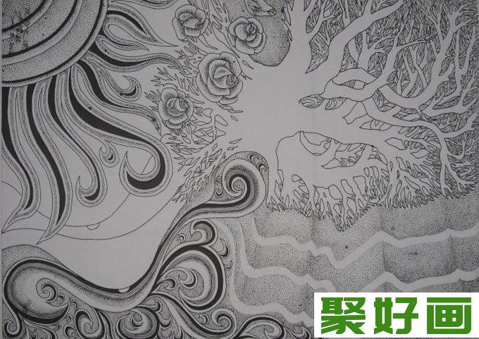 民间装饰风格钢笔画作品欣赏（6）