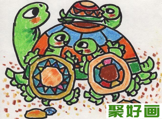 幼儿动物油画棒绘画作品10