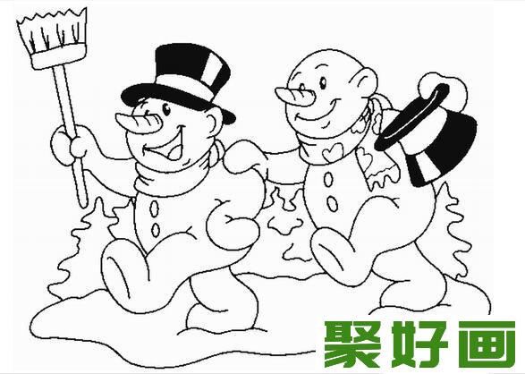 冬天雪景简笔画作品欣赏