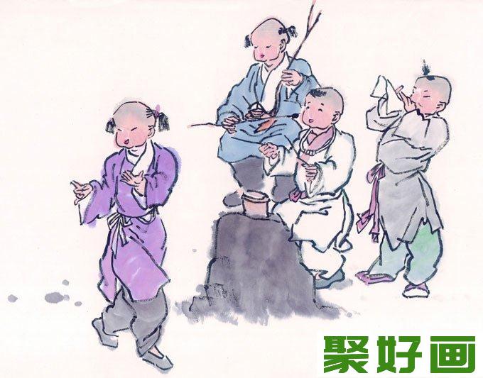 古代娃娃玩耍嬉戏图人物儿童国画04