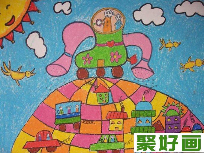 幼儿科幻画作品图片：我们未来的世界家园