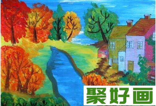 美丽的家乡儿童水粉画作品欣赏