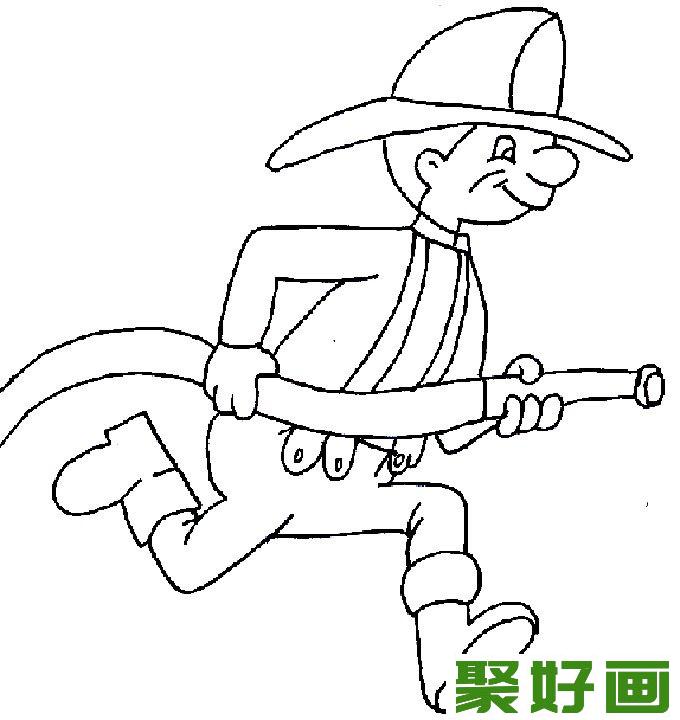 消防员简笔画：消防员救活灭火简笔画05