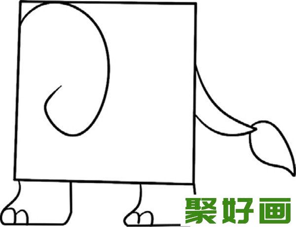 简笔画 小象  再画腿和脚