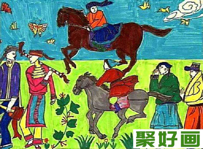 美丽的草原图片,儿童草原风景水彩画（2）