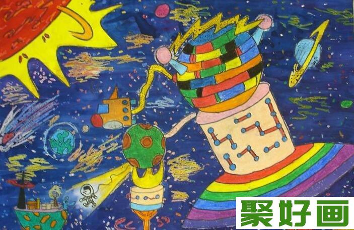 我的航空梦儿童科幻画作品欣赏