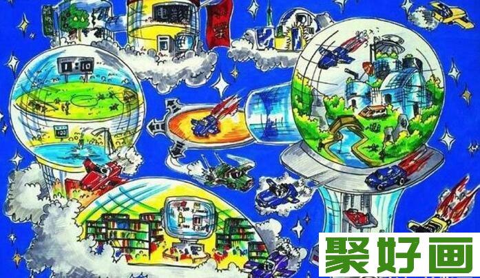 我的航空梦儿童科幻画作品欣赏