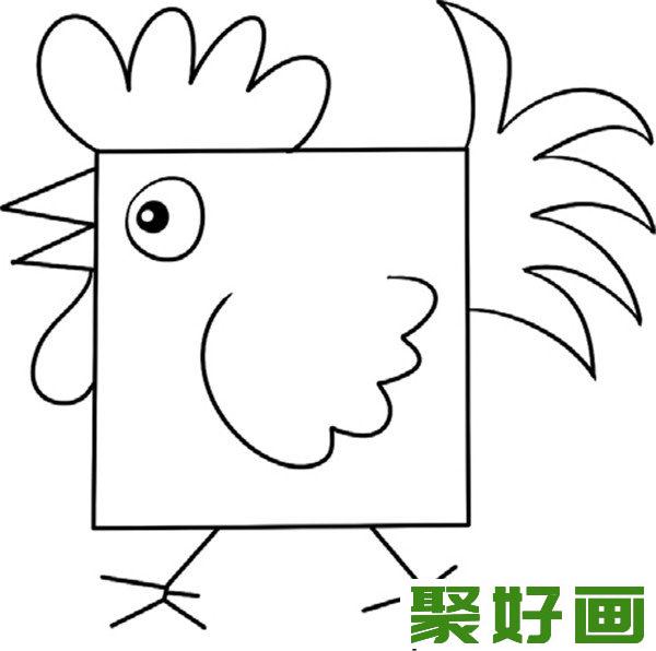 简笔画   有趣的公鸡