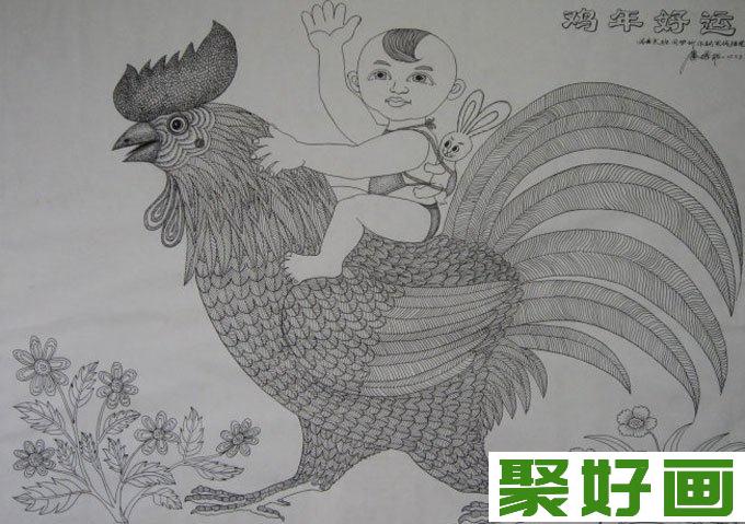 民间装饰风格钢笔画作品欣赏（4）