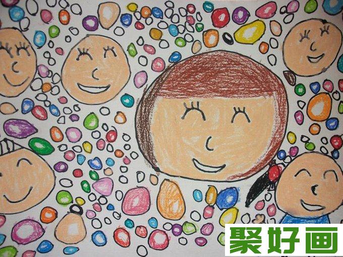 幼儿画画作品图片：缤纷多彩的泡泡世界