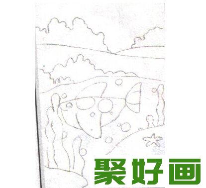 深海里的鱼油画棒画法步骤讲解图