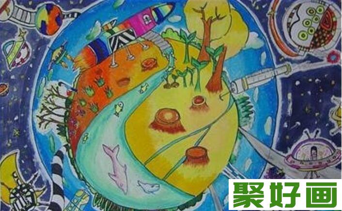 我的航空梦儿童科幻画作品欣赏