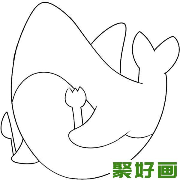 简笔画   鲨鱼  双鳍