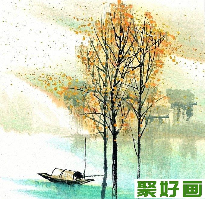 风景水粉画欣赏：秋天的梦想