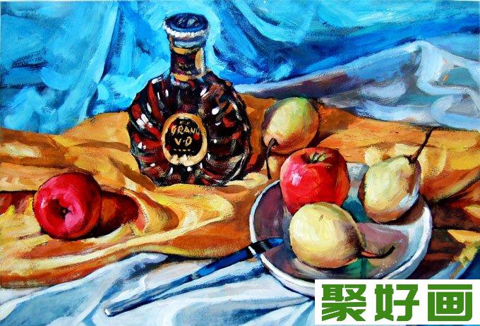 静物水粉画作品欣赏，色彩艳丽的水粉画图片作品