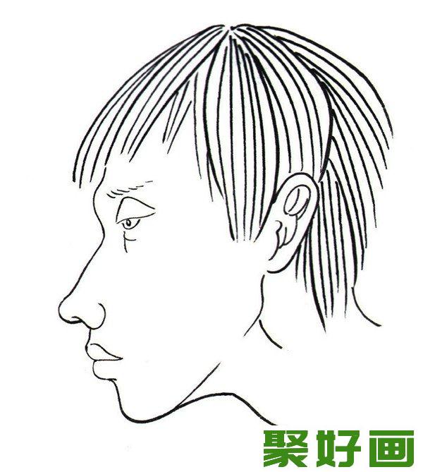 白描男孩侧面轮廓