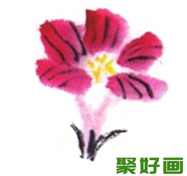 国画凌霄花叶茎