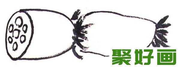 国画莲藕细节