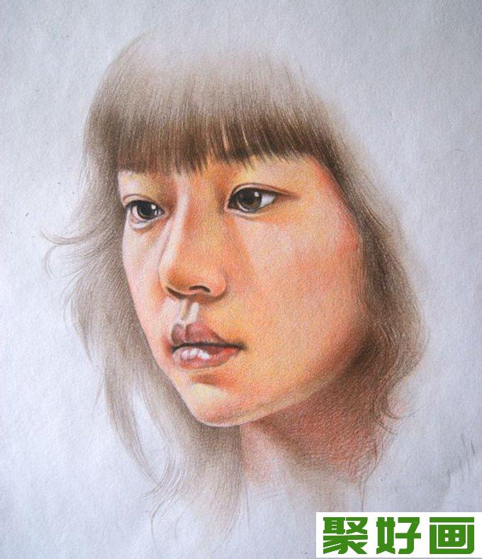 彩铅画：逼真的人物彩色铅笔素描大图（6）