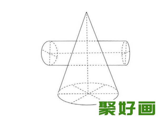 素描      圆柱圆锥贯穿体