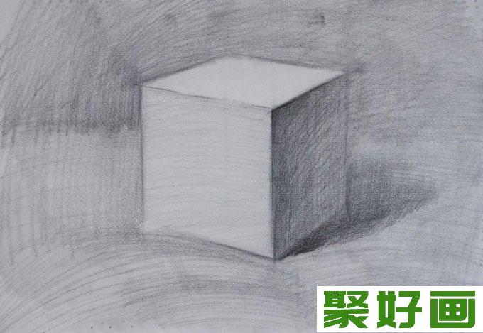 石膏立方体素描教程：立方体结构明暗素描绘画步骤09