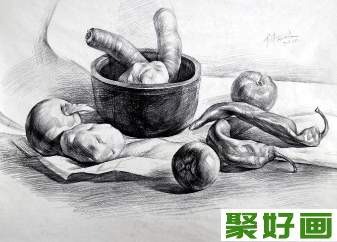 静物<a href=../zhonglei/sumiaohua/ target=_blank class=infotextkey><a href=../zhonglei/sumiaohua/ target=_blank class=infotextkey>素描</a></a>作品 蔬菜