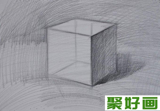 石膏立方体素描教程：立方体结构明暗素描绘画步骤08